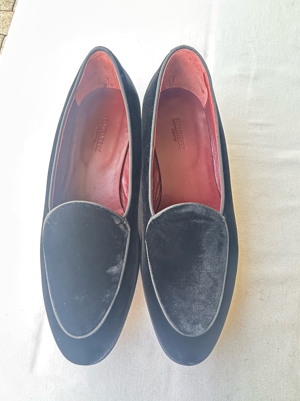 Suitsupply black velvet loafers, US Size 9 EU Size 42